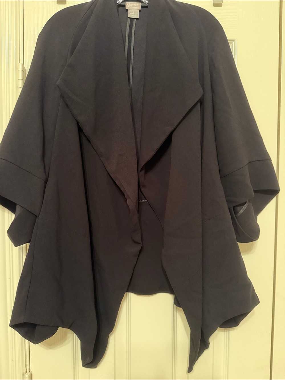 Chico's Black Draped Open-Front Women’s Jacket Sz 3 (16)
